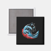 Blue Cat Wave For Kamala 47 Cat おもしろい Lades 2024 マグネット (正面/裏面)