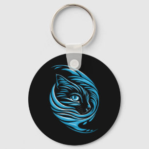 Blue Cat Wave For Kamala 47 Cat おもしろい Lades Harri キーホルダー