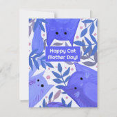 Blue Cats and branches Happy cat mother's day Holi シーズンカード (正面)