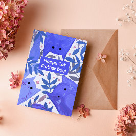 Blue Cats and branches Happy cat mother's day Holi シーズンカード