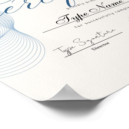 Blue Certificate of completion, achievement, excel ポスター (角)