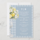 Blue Chalice Vase Mediterranean Lemons & Flowers 招待状 (正面)