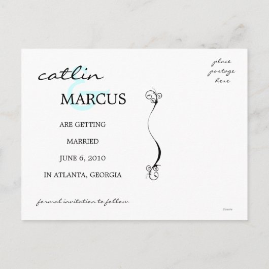 Blue Chandelier日付の保存テンプレート 案内ポストカード (裏面)