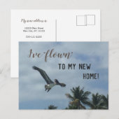 Blue Change Of Address Pelican Photo New Home 案内ポストカード (正面/裏面)
