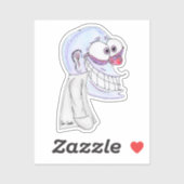 blue character smiling with coat シール (シート)