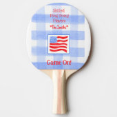 Blue Check Gingham USA Flag Ping Pong Paddle 卓球ラケット (正面)