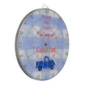 Blue Check Gingham Vintage Blue Truck ダーツボード (正面左)