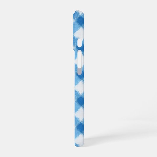 Blue Check Pattern Phone Case iPhone 16ケース (左側面)