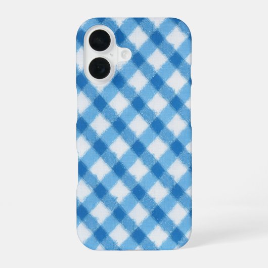 Blue Check Pattern Phone Case iPhone 16ケース (裏面)