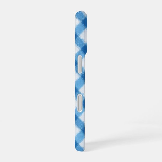 Blue Check Pattern Phone Case iPhone 16ケース (右側面)