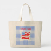 Blue Check Watercolor USA Flag ラージトートバッグ (裏面)