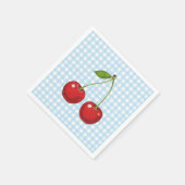 Blue Checked Paper Plates with Cherries for Summer スタンダードカクテルナプキン (角)