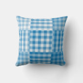 Blue Checker Patchwork Pattern クッション (裏面)