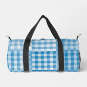 Blue Checker Patchwork Pattern Small ダッフルバッグ (正面)