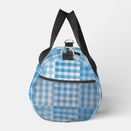 Blue Checker Patchwork Pattern Small ダッフルバッグ (右)