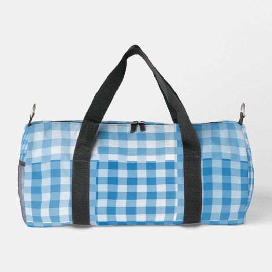 Blue Checker Patchwork Pattern Small ダッフルバッグ (裏面)
