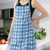 Blue Checkered Apron for Traditional Kitchen エプロン