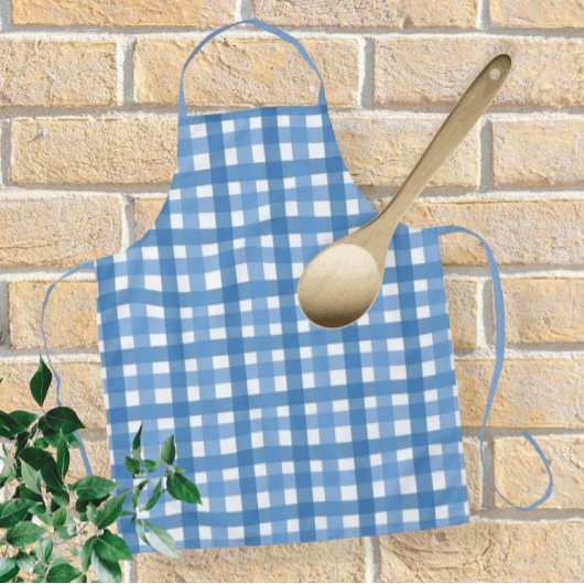 Blue Checkered Apron for Traditional Kitchen エプロン