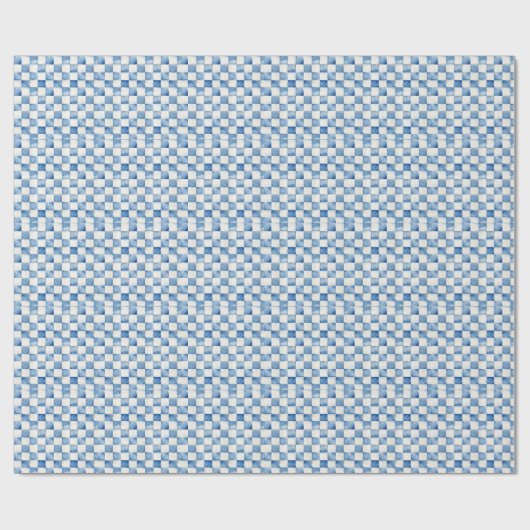 Blue Checkered Decorative Gift Wrap Paper ラッピングペーパー (フラット)