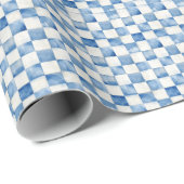Blue Checkered Decorative Gift Wrap Paper ラッピングペーパー (ロールコーナー)