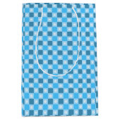 Blue Checkered Floral ミディアムペーパーバッグ (正面)