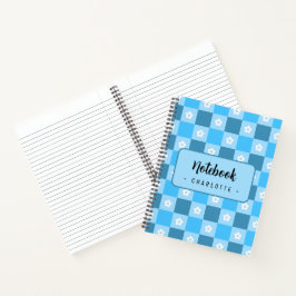 Blue Checkered Floral Notebook ノートブック