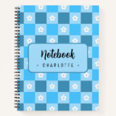 Blue Checkered Floral Notebook ノートブック (正面)
