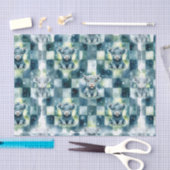 Blue Checkered Highland Cow Snow Winter 薄葉紙 (クラフト)