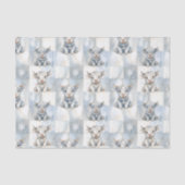 Blue Checkered Highland Cow Snowflake Cool Winter 薄葉紙 (正面)