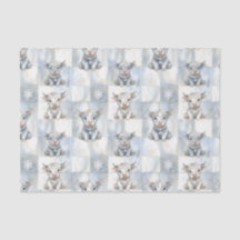 Blue Checkered Highland Cow Snowflake Cool Winter