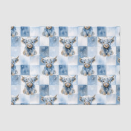 Blue Checkered Highland Cow Snowflake Winter 薄葉紙