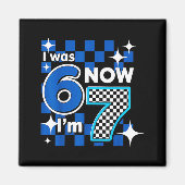 Blue Checkered I Was 6 Now I'm 7 Birthday  マグネット (正面)