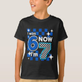 Blue Checkered I Was 6 Now I'm 7 Birthday  Tシャツ (正面)