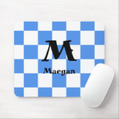 Blue Checkered Pattern Background Mousepad マウスパッド (マウス)