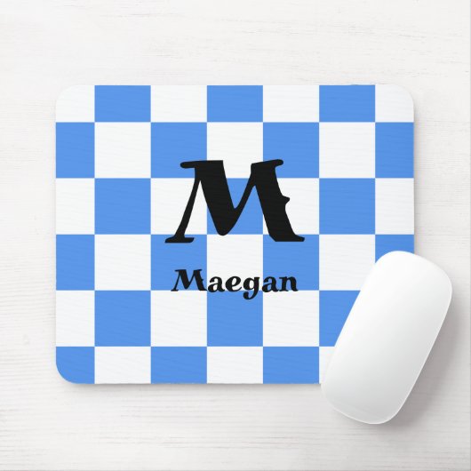 Blue Checkered Pattern Background Mousepad マウスパッド (マウス)