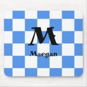 Blue Checkered Pattern Background Mousepad マウスパッド (正面)