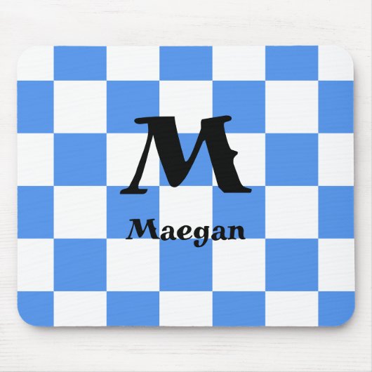 Blue Checkered Pattern Background Mousepad マウスパッド (正面)