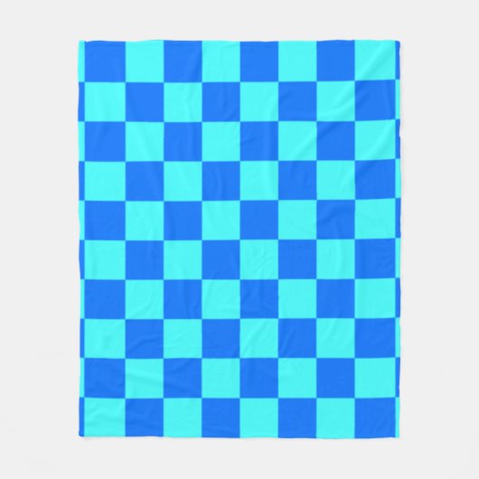 Blue Checkered Square Pattern フリースブランケット (正面)