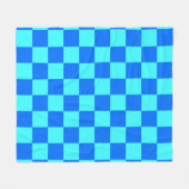 Blue Checkered Square Pattern フリースブランケット (正面(横))