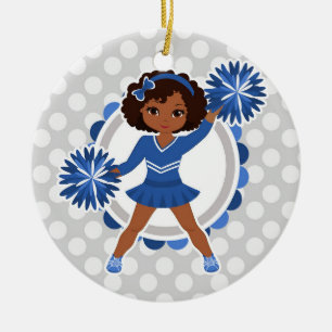 Blue Cheerleader African American - Cute Cheer セラミックオーナメント