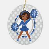Blue Cheerleader African American - Cute Cheer セラミックオーナメント (左)