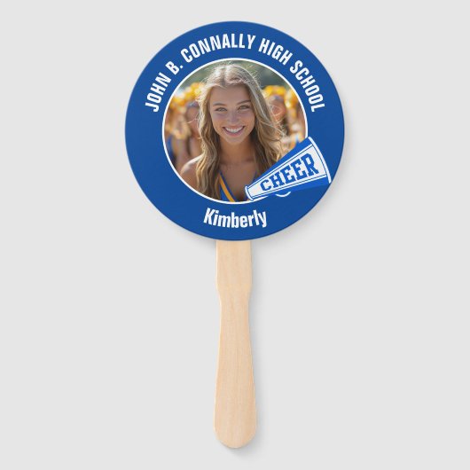 Blue Cheerleader Photo High School Parent ハンドファン (正面)