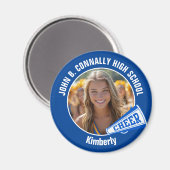 Blue Cheerleader Photo High School Spirit Cheer マグネット (正面/裏面)