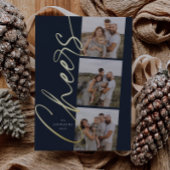 Blue Cheers Simple Modern Elegant Script Christmas 箔シーズンカード