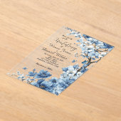 Blue Cherry Blossom Asian Wedding Invitation アクリル招待状 (レイダウン)
