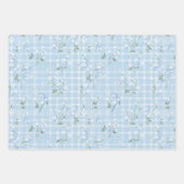 Blue Cherry Blossom Floral Wrapping Paper ラッピングペーパーシート (正面3)