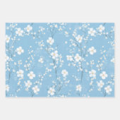 Blue Cherry Blossom Floral Wrapping Paper ラッピングペーパーシート (正面2)