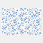 Blue Cherry Blossom Floral Wrapping Paper ラッピングペーパーシート (正面)