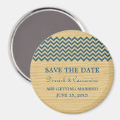 Blue Chevron 素朴 Save the Date Magnet マグネット (正面/裏面)