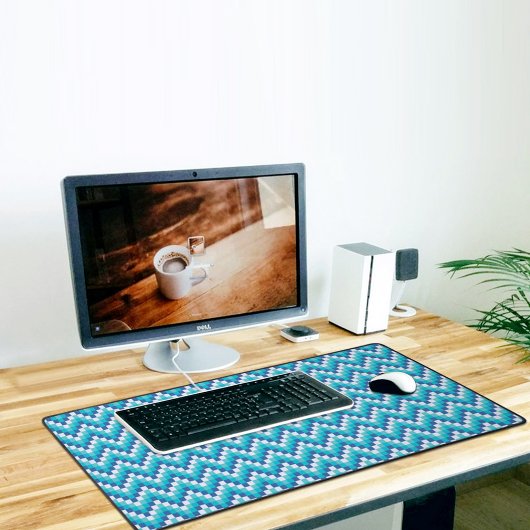 Blue Chevron Pattern Desk Mat デスクマット